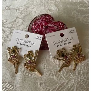 New On Cards Sugarfix Baublebar Ballet Dancer Pierced Earrings Two Pair